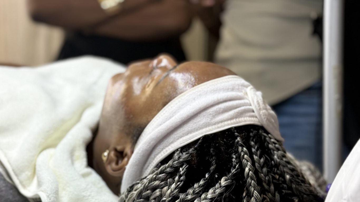 Client during a facial treatment
